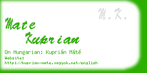 mate kuprian business card